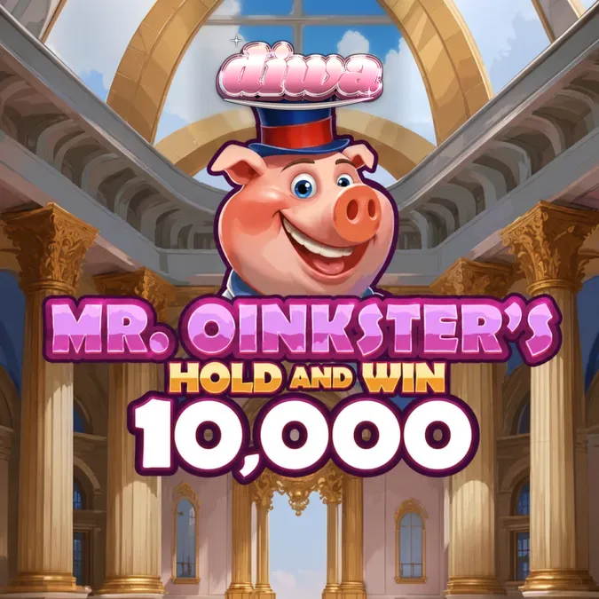 Tampilan visual slot Mr. Oinkster’s Hold & Win 10,000 dengan tema piggy bank yang ceria.